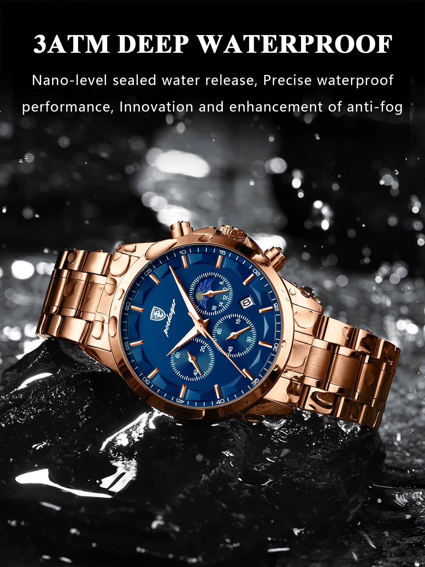 POEDAGAR New 928 Luxury and High Quality Waterproof Stainless Steel Strap Quartz Watch for Men's