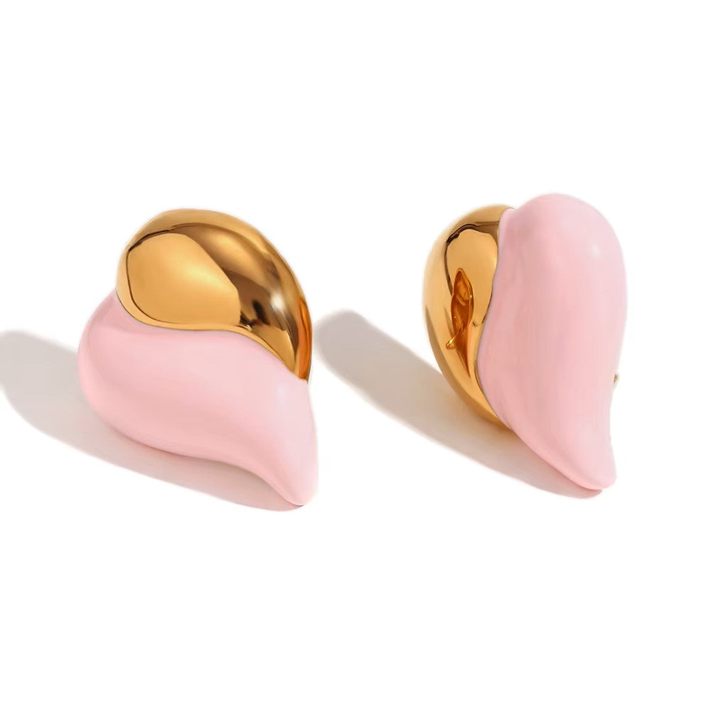 Dream show Summer 2025 Y2K Jewelry Colorful Enamel Heart Jewelry Gold Plated Earrings Stainless Steel Gift Ideas