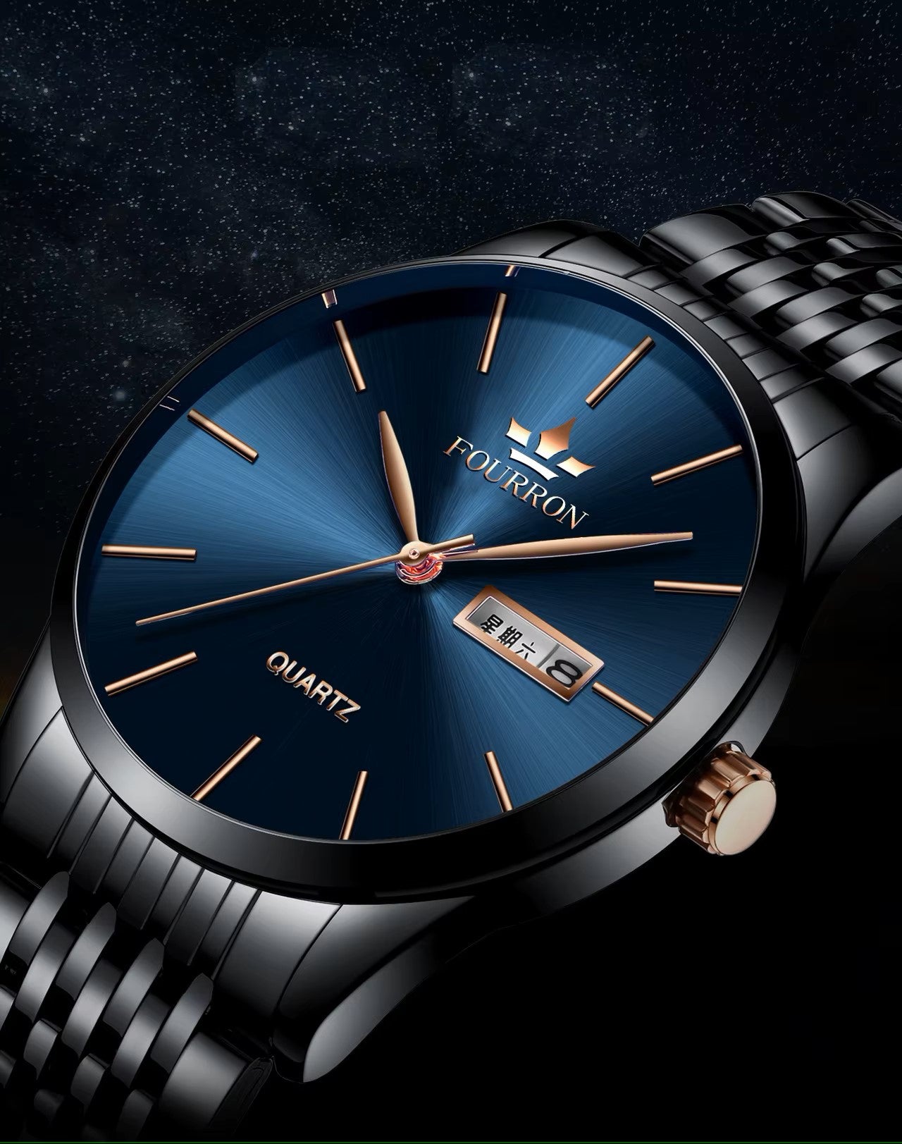 FOURRON J081 Classic Design Fashion Quartz Watches Stainless Steel Strap Men Watch non Waterproof Wristwatches