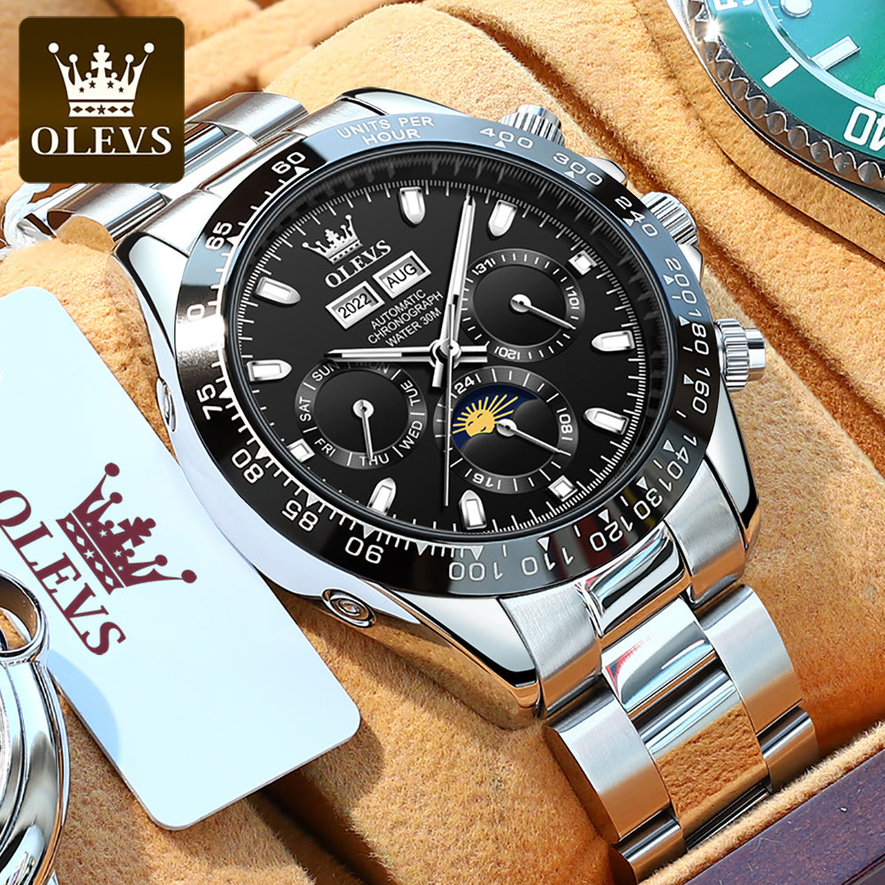 OLEVS 6654 New Design Watch Modern Stainless Steel Strap Luminous Automatic Business Watch For Men's
