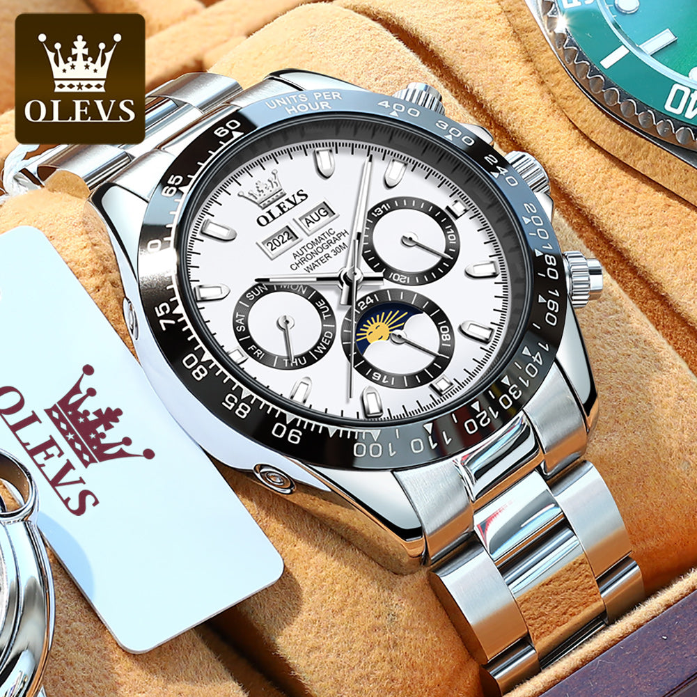OLEVS 6654 New Design Watch Modern Stainless Steel Strap Luminous Automatic Business Watch For Men's