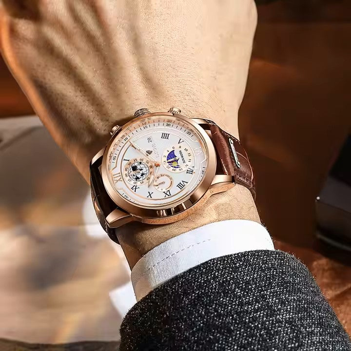 LIGE Fashion Men's Watches Sport Luxury Business Leather Belt Waterproof Clock Quartz Watch for Man's