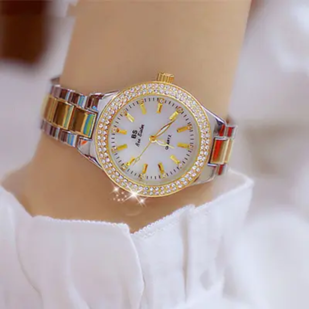 BS Elegance Series – Two-Tone Crystal Women's Watch Luxury – Sparkle in Gold & Silver