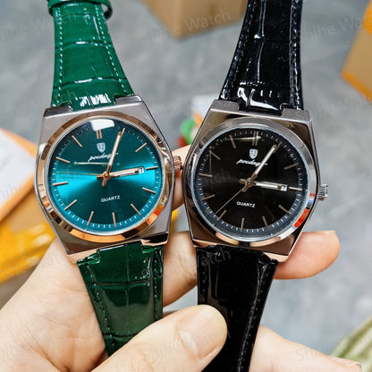 Poedagar 930 Brand Luminous Hands Watch for Men's Fashion & Luxury Stainless Steel & Leather Strap Watch