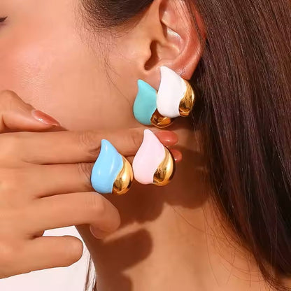 Dream show Summer 2025 Y2K Jewelry Colorful Enamel Heart Jewelry Gold Plated Earrings Stainless Steel Gift Ideas