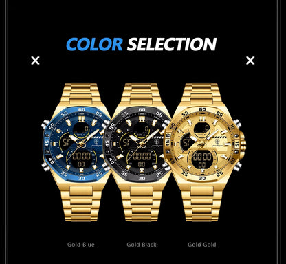 Poedagar E101 New Men Digital Watch LED Dual Time Display Waterproof Stainless Steel Watches For Men's