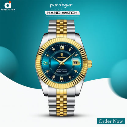 POEDAGAR 910 Luxury Waterproof Luminous Date Stainless Steel Quartz Watch for Men