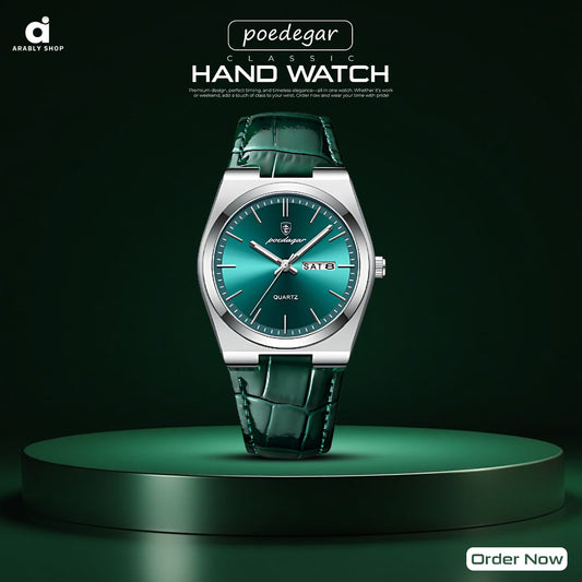 Poedagar 930 Brand Luminous Hands Watch for Men's Fashion & Luxury Stainless Steel & Leather Strap Watch