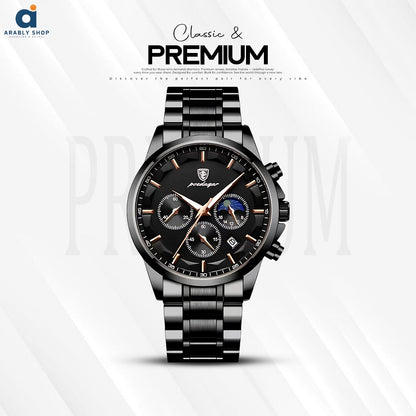 POEDAGAR New 928 Luxury and High Quality Waterproof Stainless Steel Strap Quartz Watch for Men's