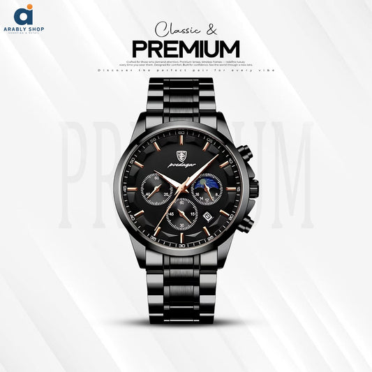 POEDAGAR New 928 Luxury and High Quality Waterproof Stainless Steel Strap Quartz Watch for Men's