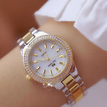 BS Elegance Series – Two-Tone Crystal Women's Watch Luxury – Sparkle in Gold & Silver