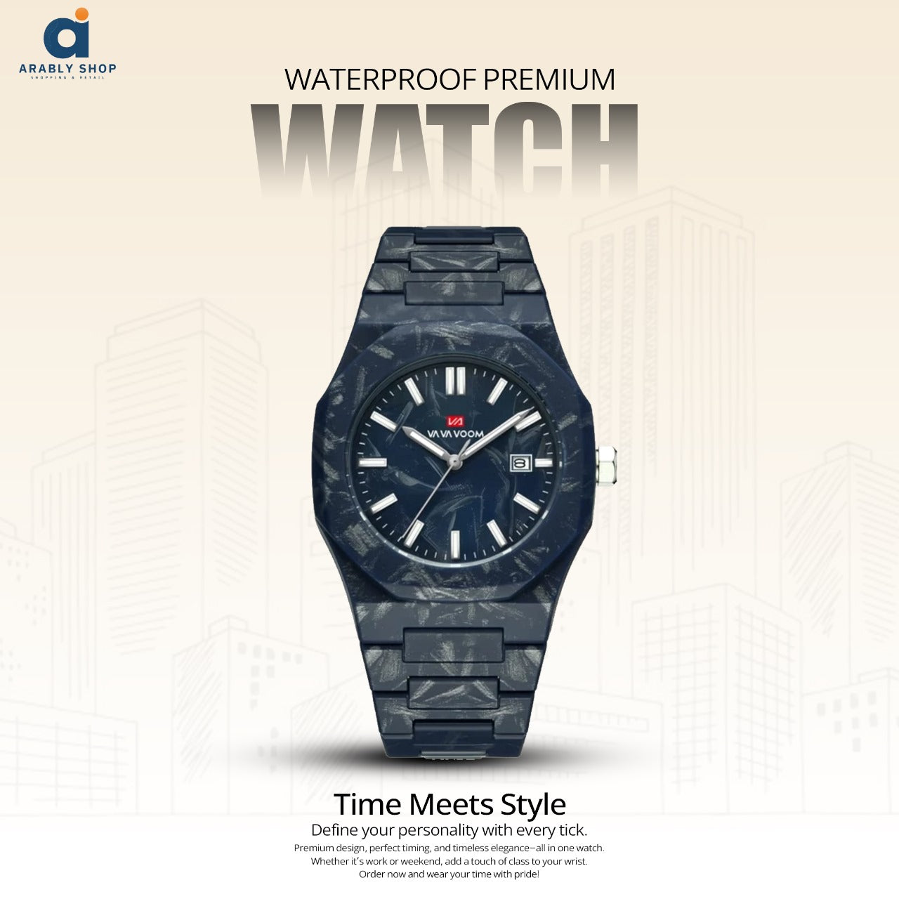 VA VA VOOM Premium Luxury Men's Wristwatch High Quality Vintage Quartz Waterproof Sport Feature 40mm Dial 20mm Alloy