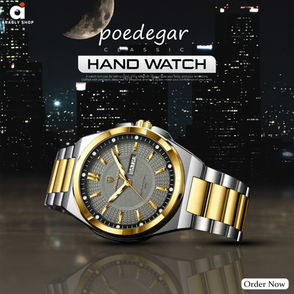 POEDAGAR 896 New Luxury & Business Waterproof Stainless Steel Luminous Watch For Men's